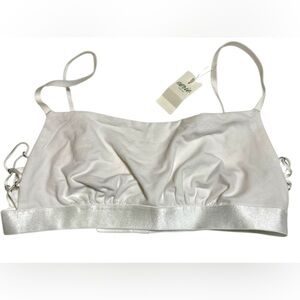 NWT Aerie American Eagle White Unlined Adjustable Strap Scoop‎ Neck Bralette Med